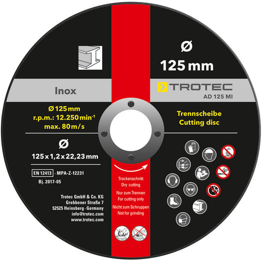 TROTEC INOX - METAAL-DOORSLIJPSCHIJF AD 125 MI IN VOORDEELPAKKET VAN 12 STUKS