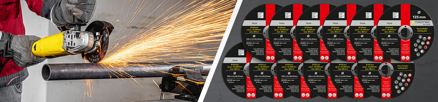 TROTEC INOX - METAAL-DOORSLIJPSCHIJF AD 125 MI IN VOORDEELPAKKET VAN 12 STUKS